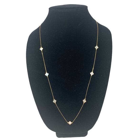 Rachel Zoe  Pave Crystal Clover Necklace 18K Gold over Sterling Silver NEW - Picture 3 of 3